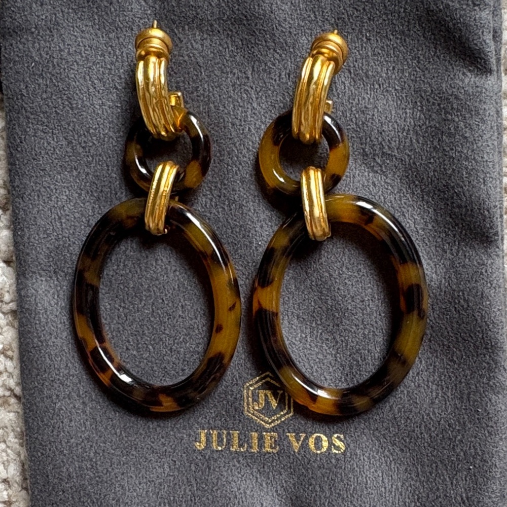 Julie Vos Gold and Tortoise Hoop Earrings